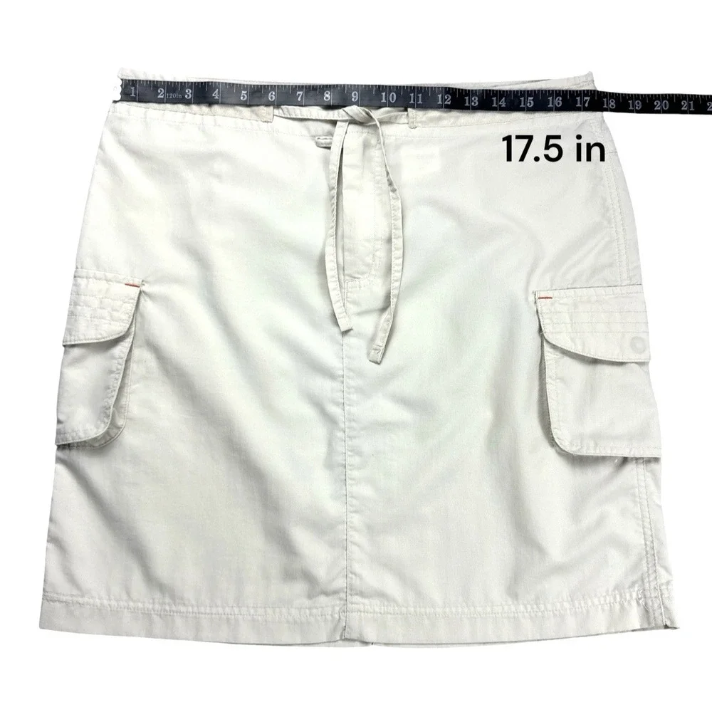 Columbia Womens Medium Beige Nylon Cargo Skirt Outdoor Hiking Drawstring Waist
